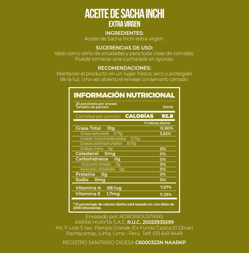 ACEITE SACHA INCHI 250 ML